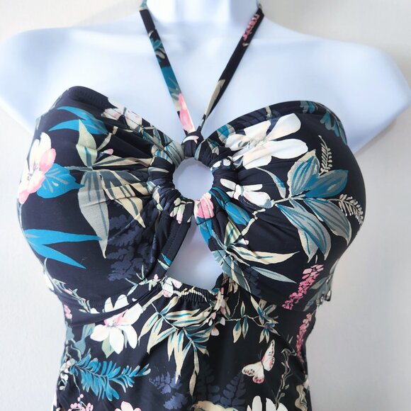 Kate Spade NY Women's Playa Carmen Bandeau Halter One-Piece Swimsuit Black - Picture 5 of 9